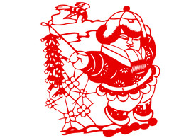 年画复古剪纸剪影古风海报素材