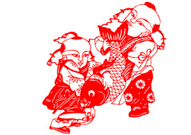 年画复古剪纸剪影古风海报素材