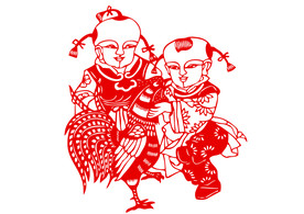 年画复古剪纸剪影古风海报素材