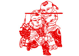 年画复古剪纸剪影古风海报素材