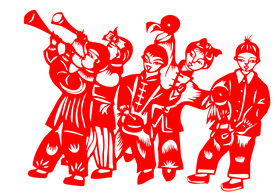 年画复古剪纸剪影古风海报素材