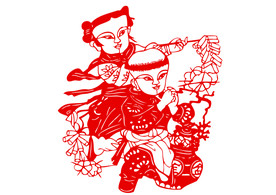 年画复古剪纸剪影古风海报素材