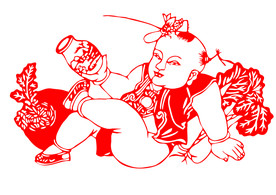 年画复古剪纸剪影古风海报素材