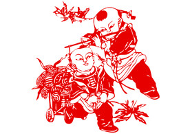 年画复古剪纸剪影古风海报素材