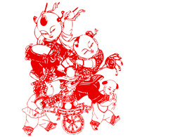 年画复古剪纸剪影古风海报素材