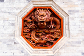 西安大慈恩寺兜率宫山墙神龙雕刻