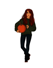 女孩 南瓜 手绘