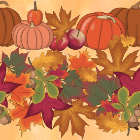 手绘丰收的季节设计插画素材+纹