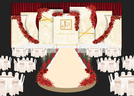 香槟色红色婚礼