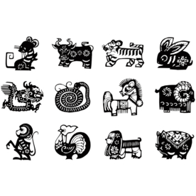 十二生肖剪影图标图形标志素材