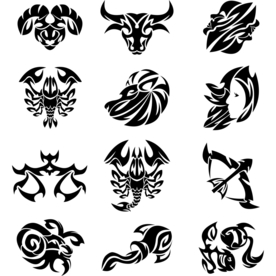 十二星座剪影图标图形标志素材