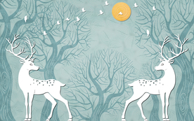 森林麋鹿背景墙