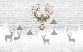 森林麋鹿背景墙