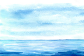 海 蓝天 手绘图片