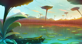 夏季荷叶梦幻插画卡通背景