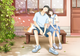 人物情侣卡通插画背景素材