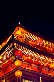 西安大唐不夜城屋角彩灯