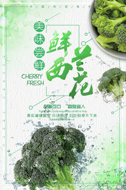 清新西兰花蔬菜促销海报