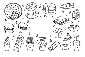 卡通餐饮图案矢量图