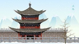 手绘古代建筑图片