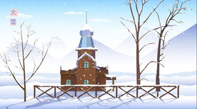 手绘古代建筑图片