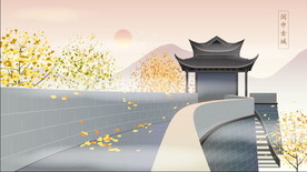 手绘古代建筑图片