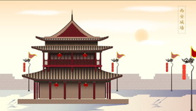 手绘古代建筑图片