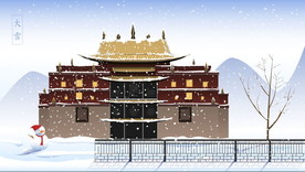 手绘古代建筑图片