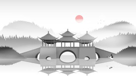 手绘古代建筑图片