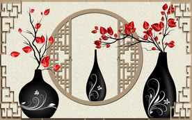 中式花瓶背景墙