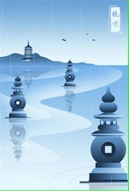 手绘古代建筑图片