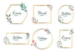 植物花卉金色边框