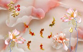 玉雕花卉背景墙