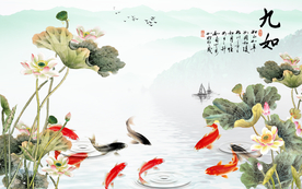 荷塘荷花背景墙