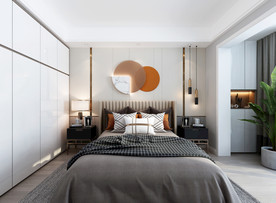 现代装修卧室效果图黑白灰