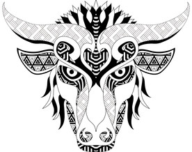 牛头线条复古装饰背景素材