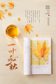 创意极简一叶知秋海报