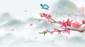梅花花瓣插画卡通背景素材