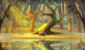 森林梦幻插画卡通背景素材