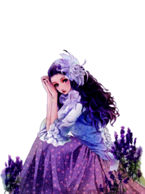 人物女孩紫色薰衣草卡通背景素材