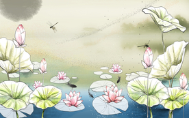 荷花背景墙