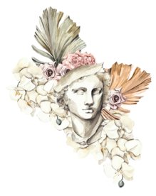 北欧小清新水彩植物图案