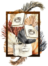 北欧小清新水彩植物图案