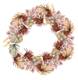 北欧小清新水彩植物图案