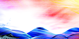 地产复古山水活动背景素材