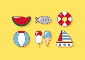 卡通西瓜 鱼 皮球 雪糕 船