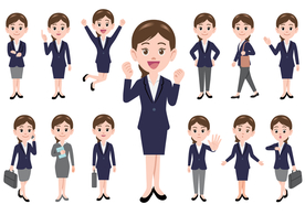 女白领商务卡通矢量图