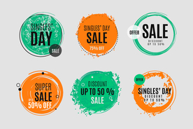 光棍节徽章系列矢量素材