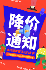 降价通知超市活动宣传海报素材