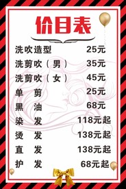发艺价目表
